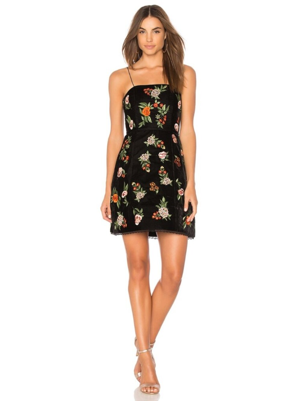 NWT Alice + Olivia Launa Embroidered Velvet Mini Dress Size 6